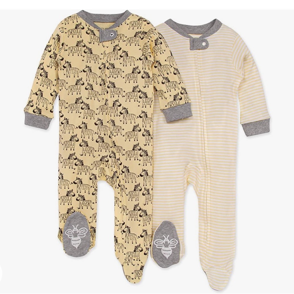 Burt's Bees Baby - 100% Organic Cotton One-Piece Zip Front Pajamas Bundle